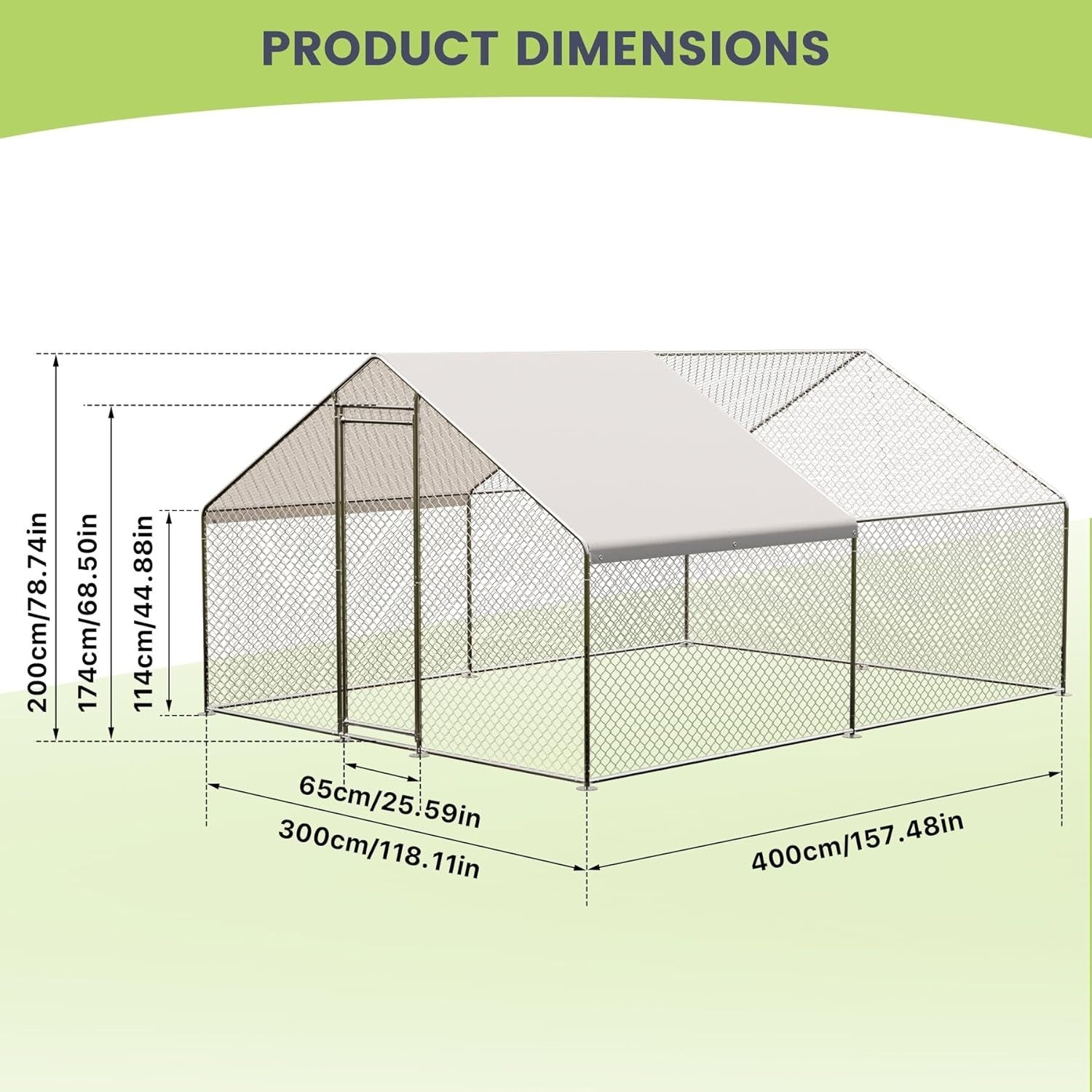9.8x13.1FT Walk In Chicken Coop Metal Run w Cover