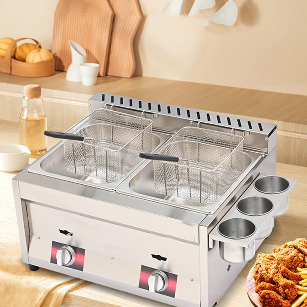8L Professional Methane Gas Fryer Stainless Steel Single Tank Fast Heat
