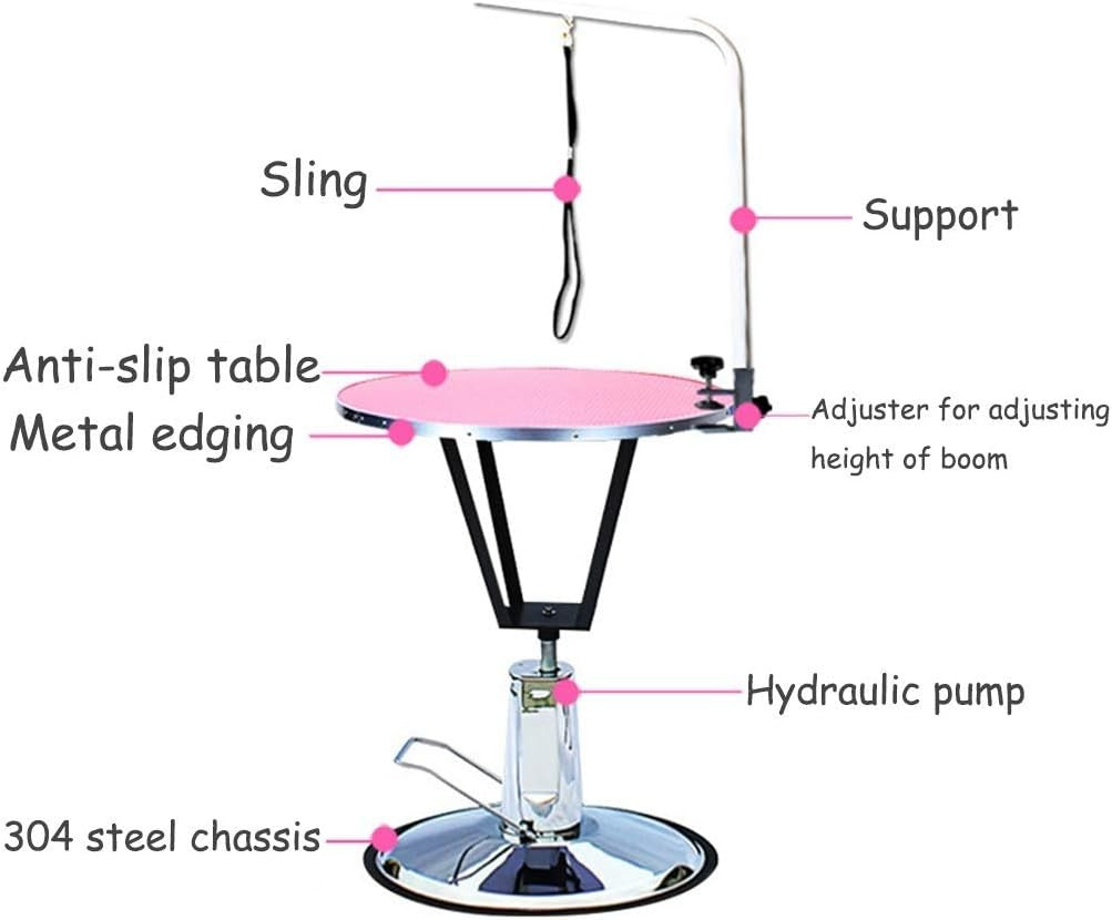 Hydraulic Dog Grooming Table Adjustable Height Folding Round Slip Top