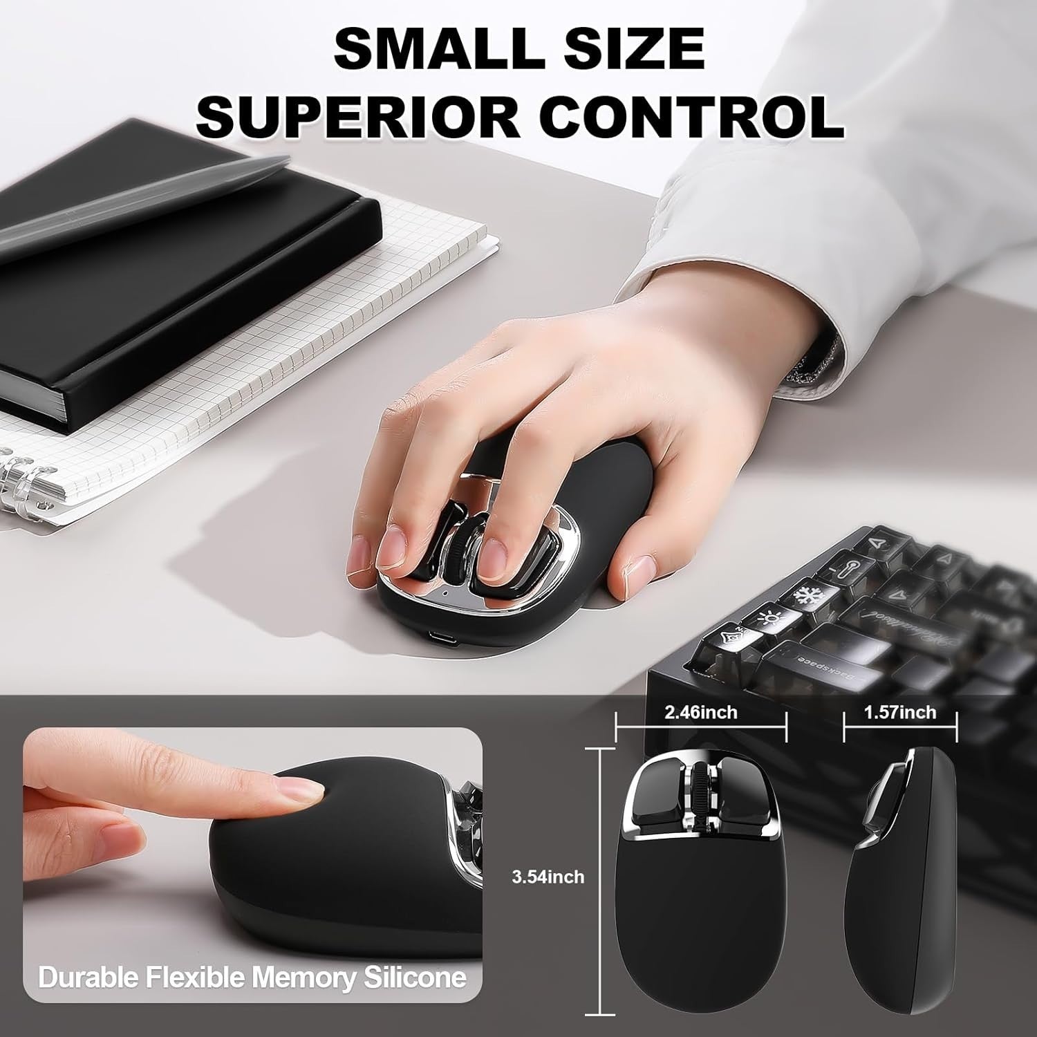 Rechargeable Wireless Mouse 4800 DPI Bluetooth 2.4G USB-C Multi Device
