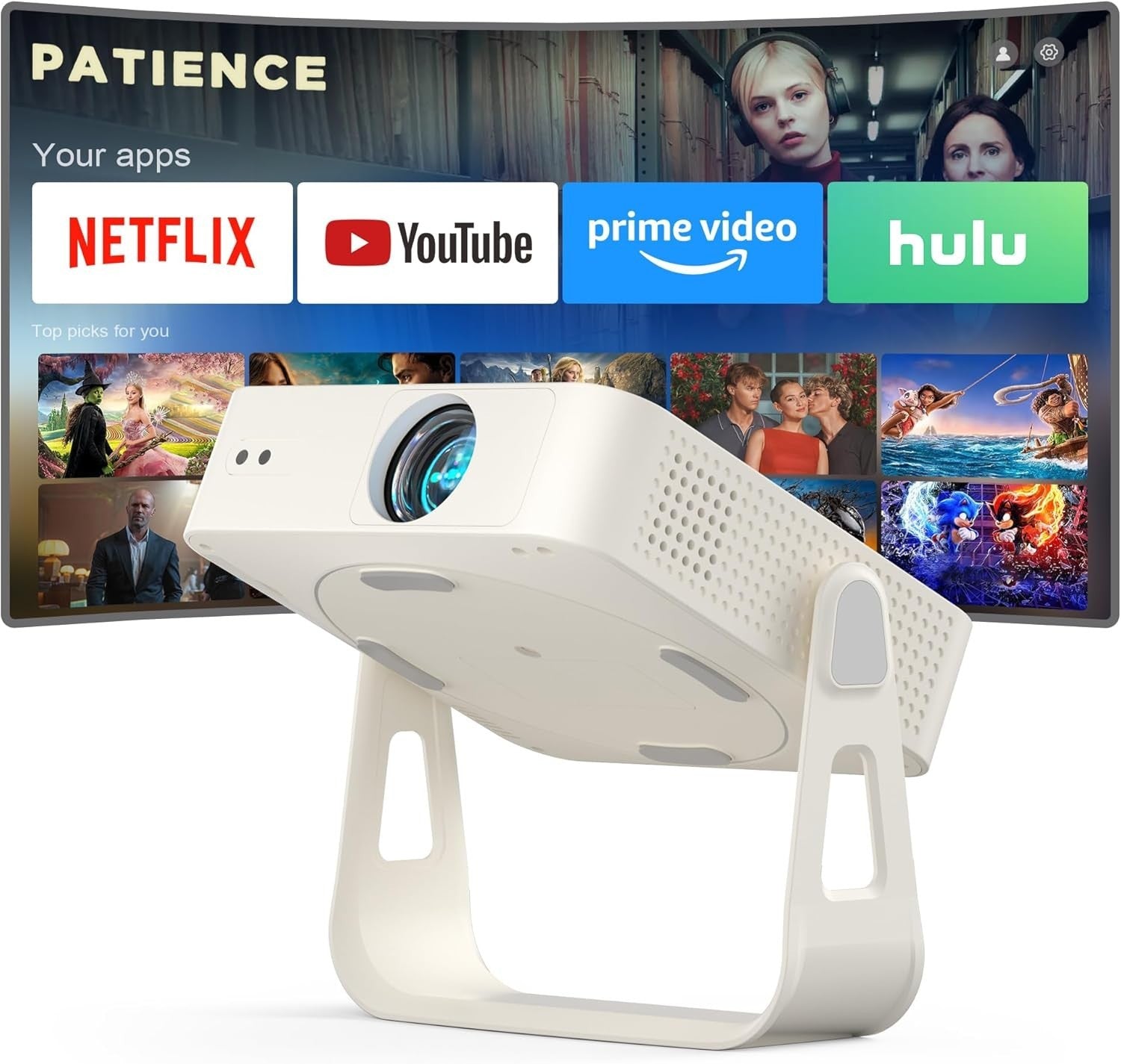 1080P Netflix Smart Mini Projector 4K Support WiFi Bluetooth Auto Focus