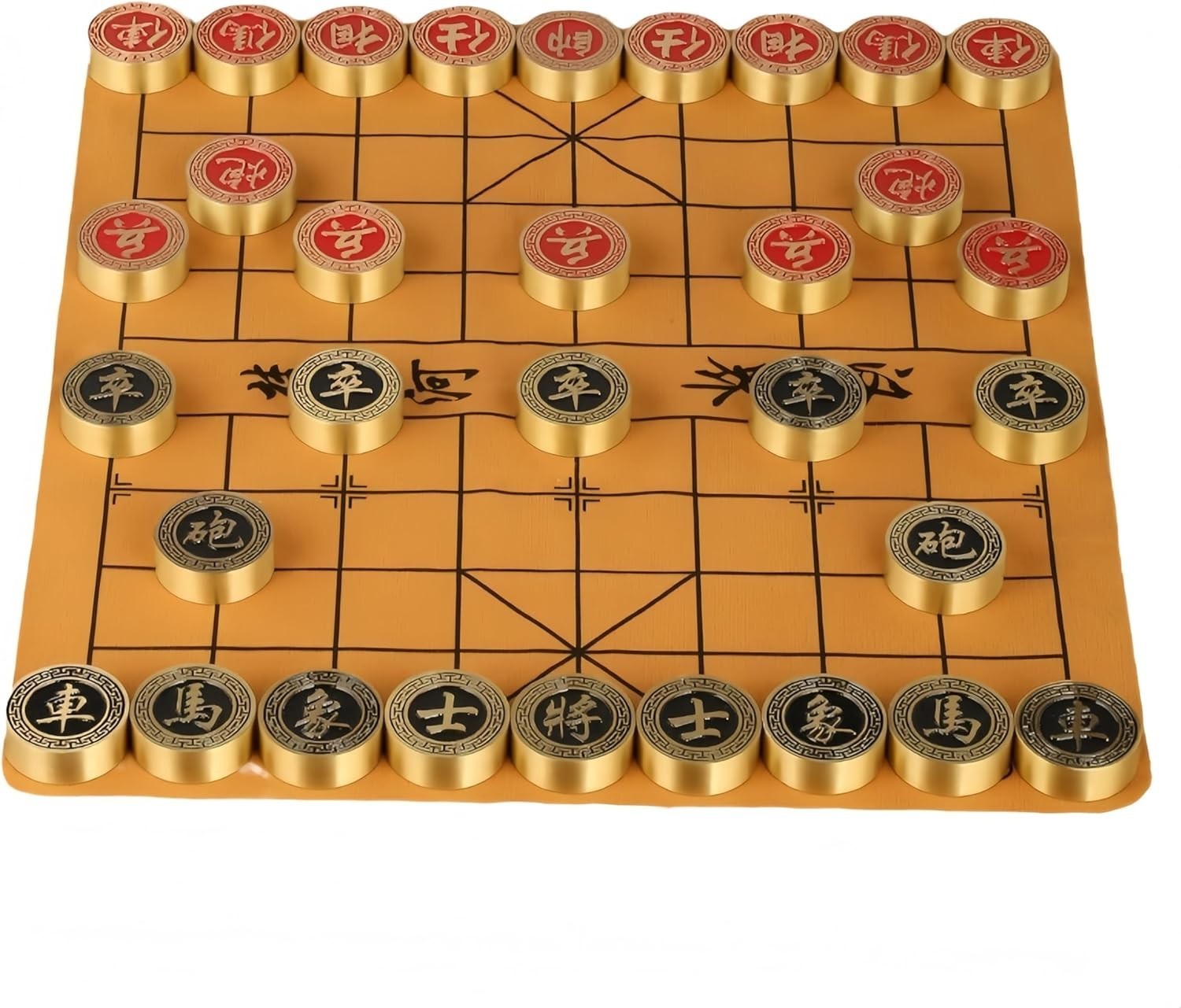 Brass Xiangqi Chess Set Feng Shui Decor Luxury Chinese Strategy Game