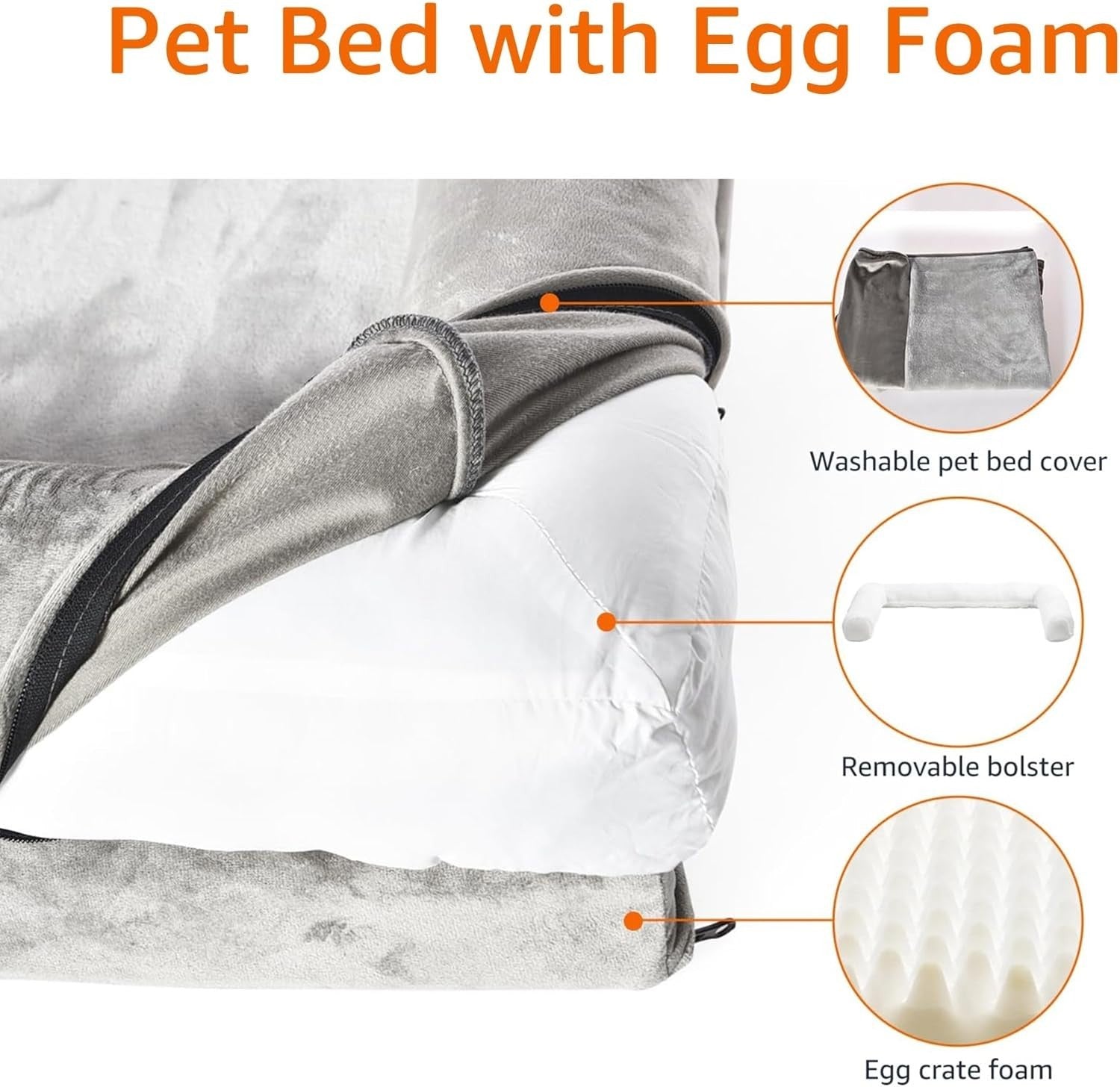 XL Orthopedic Dog Bed 112x89cm U Shape Bolster Taupe Washable