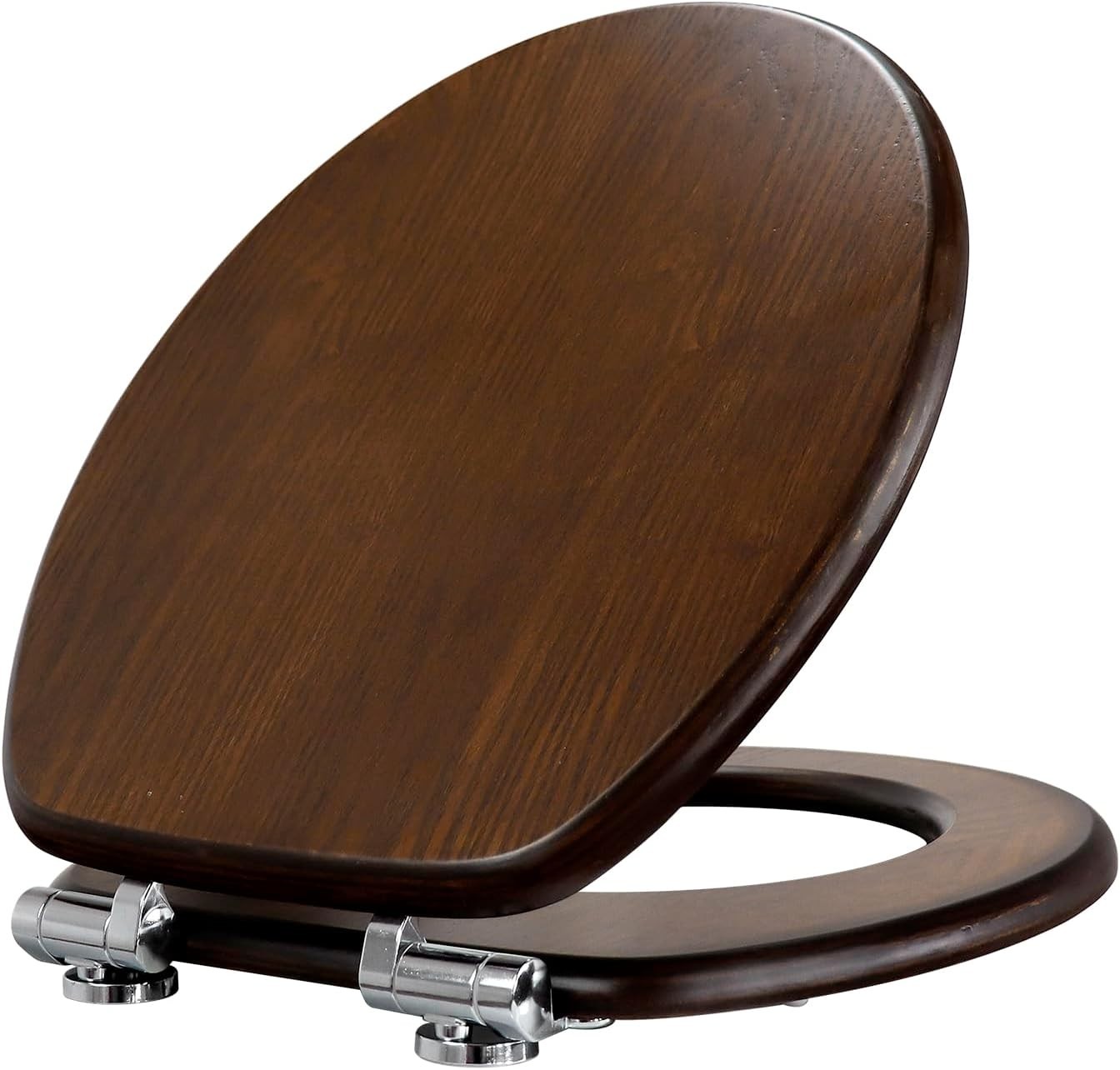 Plywood Wooden Toilet Seat Soft Close Solid Wood Oval Easy Clean Metal Hinges