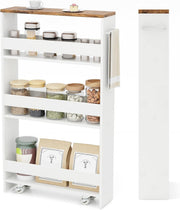 Slim Rolling Storage Cart 4 Tier Narrow Kitchen Organizer w/ Wheels