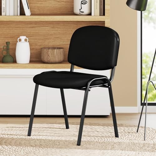 Set of 2 Stackable Office Reception Chairs Padded Linen