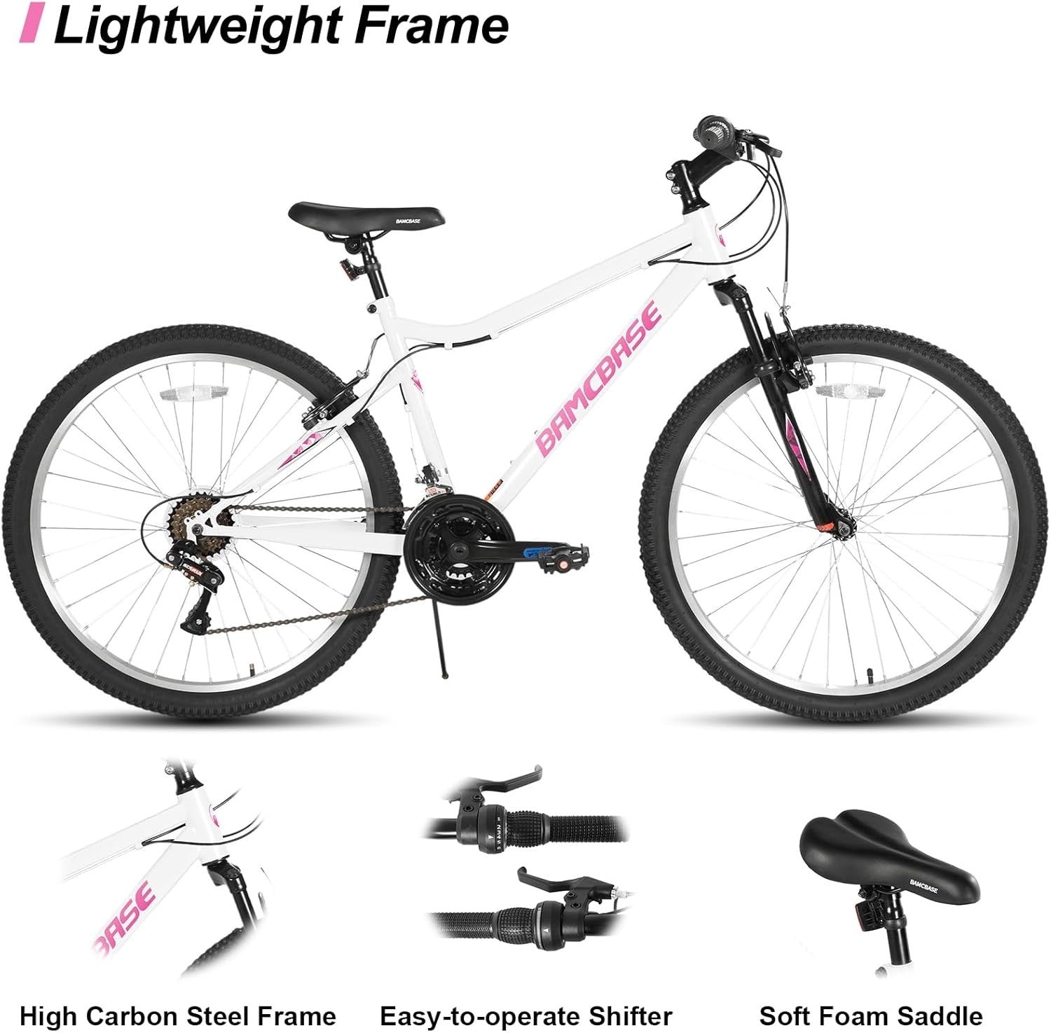 26" Women's Mountain Bike 18-Speed Gears V-Brakes Durable MTB Off-Road Ride