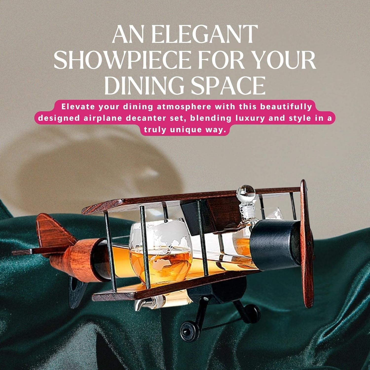 Luxury Airplane Whiskey Decanter Set 1000ml with Glasses | Aviation Gift for Men