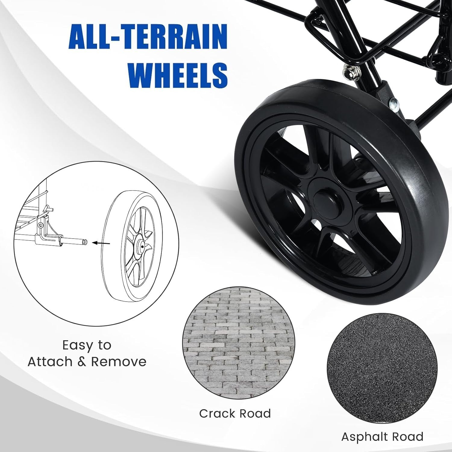 83L Folding Shopping Cart Metal Grocery Trolley Wheels Non-Slip Handle Black
