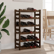 Solid Wood Wine Rack for 30 Bottles | Brown Pine Floor Standing Storage Shelf