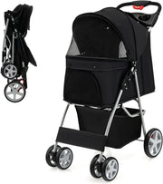 Pet Pushchair Dog Cat Buggy Foldable Travel Pram Canopy 15kg