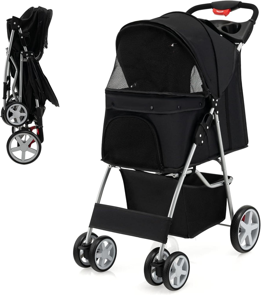 Pet Pushchair Dog Cat Buggy Foldable Travel Pram Canopy 15kg