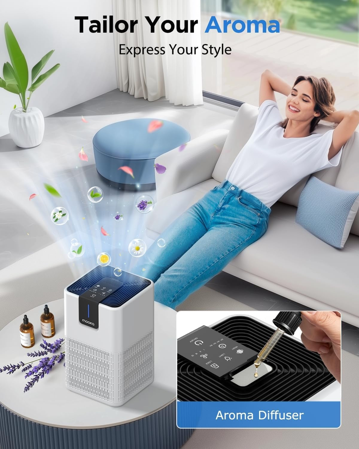 H13 HEPA Air Purifier Large Room 1250ft² Ultra Quiet Aroma Pets