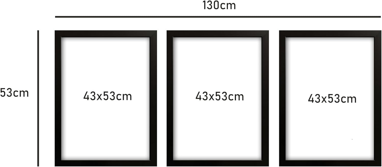 Black White Abstract Wall Art Set of 3 Framed 40x50cm