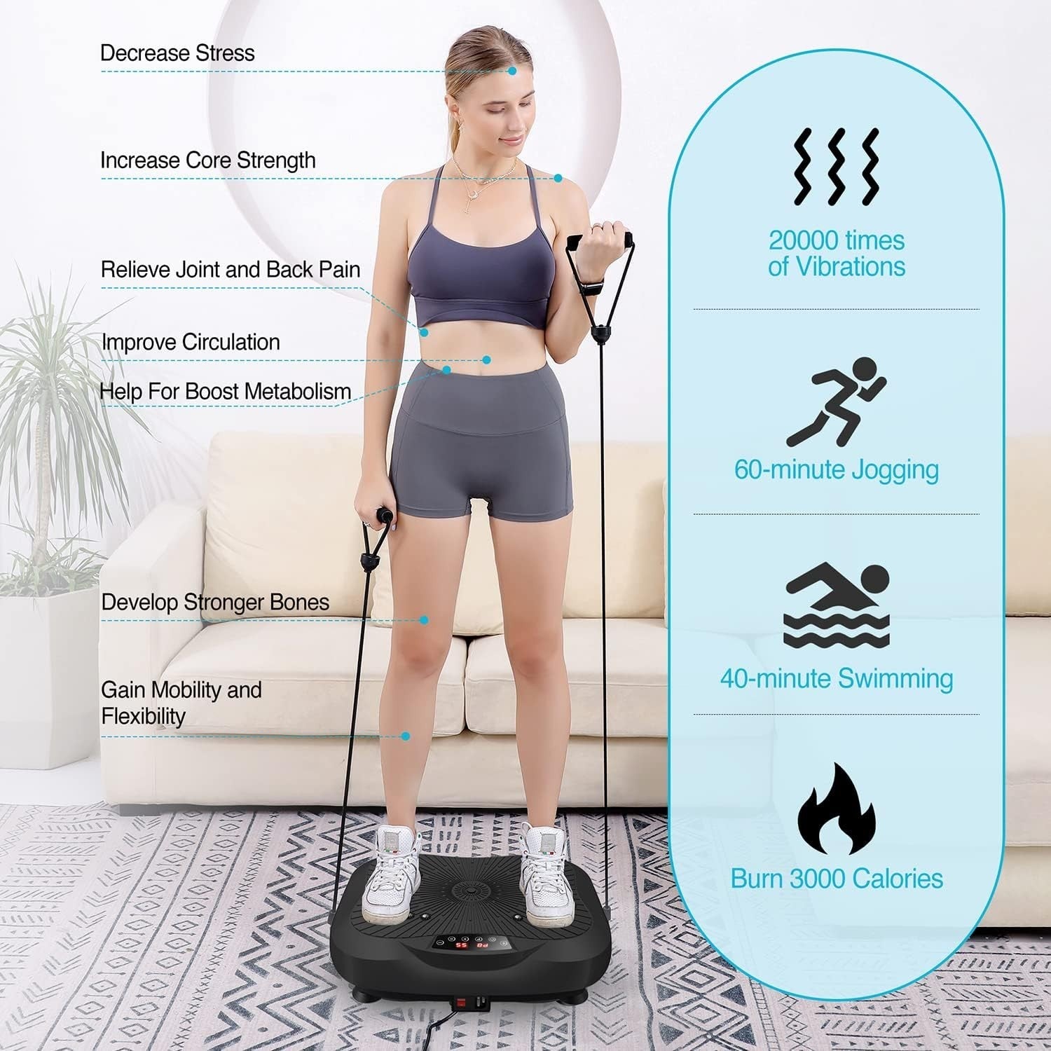 Compact Vibration Fitness Platform Home Workout Lymphatic Wellness