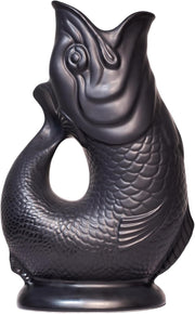 Black Matt XL Gluggle Jug 1.4L – Ceramic Fish Water Pitcher, Wine & Cocktail Dec