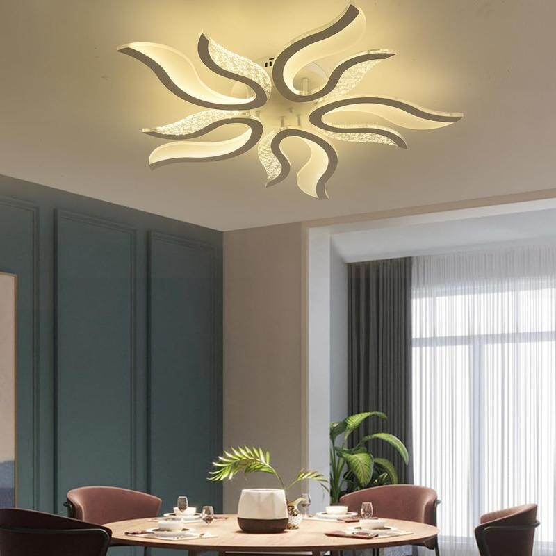 Flame Shape LED Ceiling Light 50W Dimmable Remote 3 Colour Modern Fixture