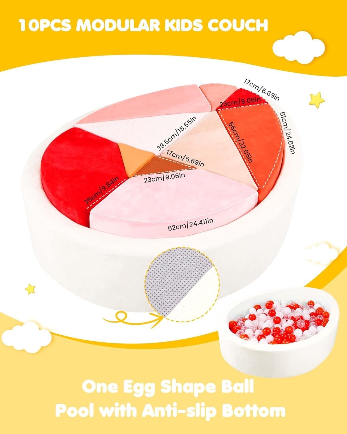 Modular Kids Egg-Shaped Play Sofa with Ball Pit – Soft, Creative Fun