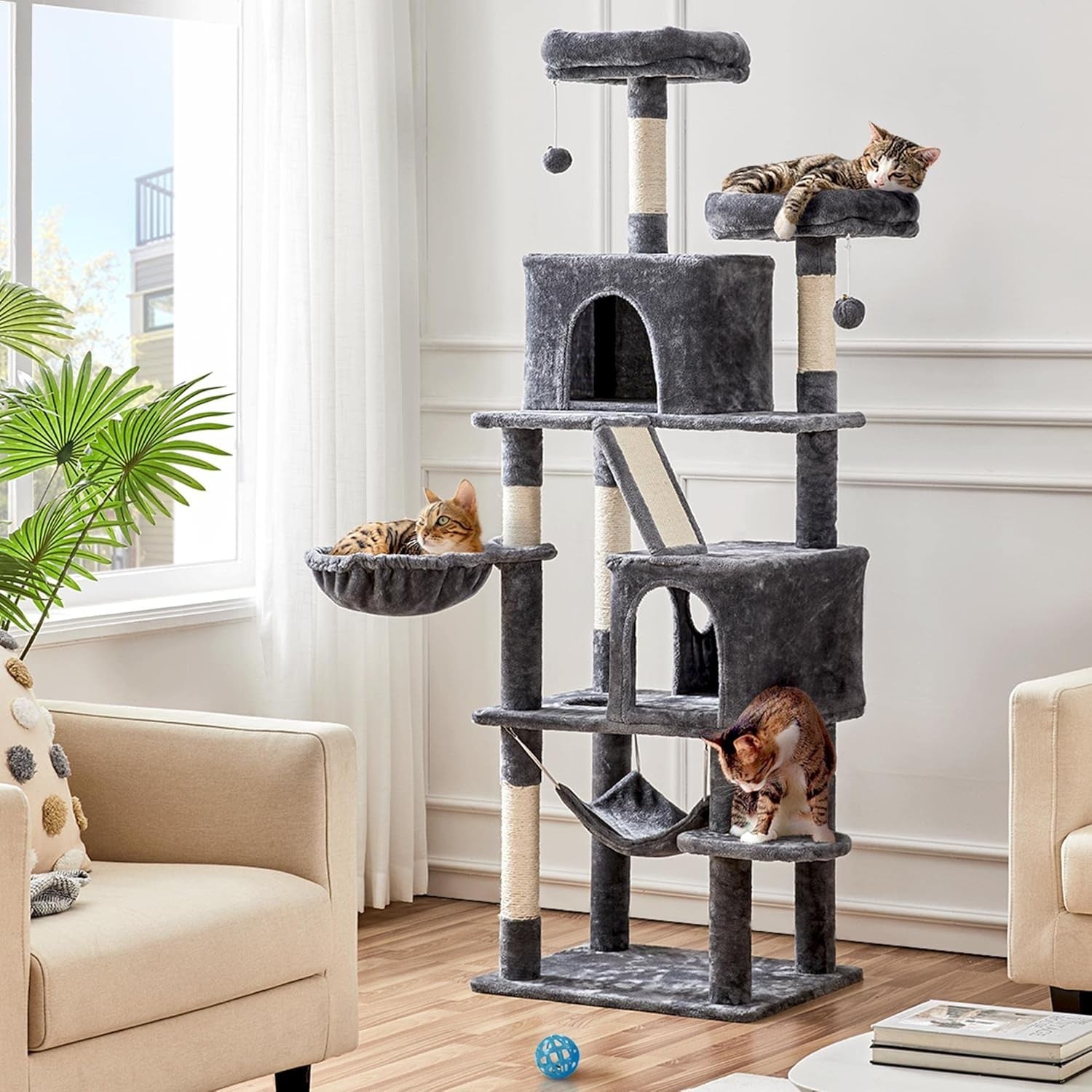 182cm Tall Cat Tree Tower Multi-Level Scratching Posts Condos Large Cats