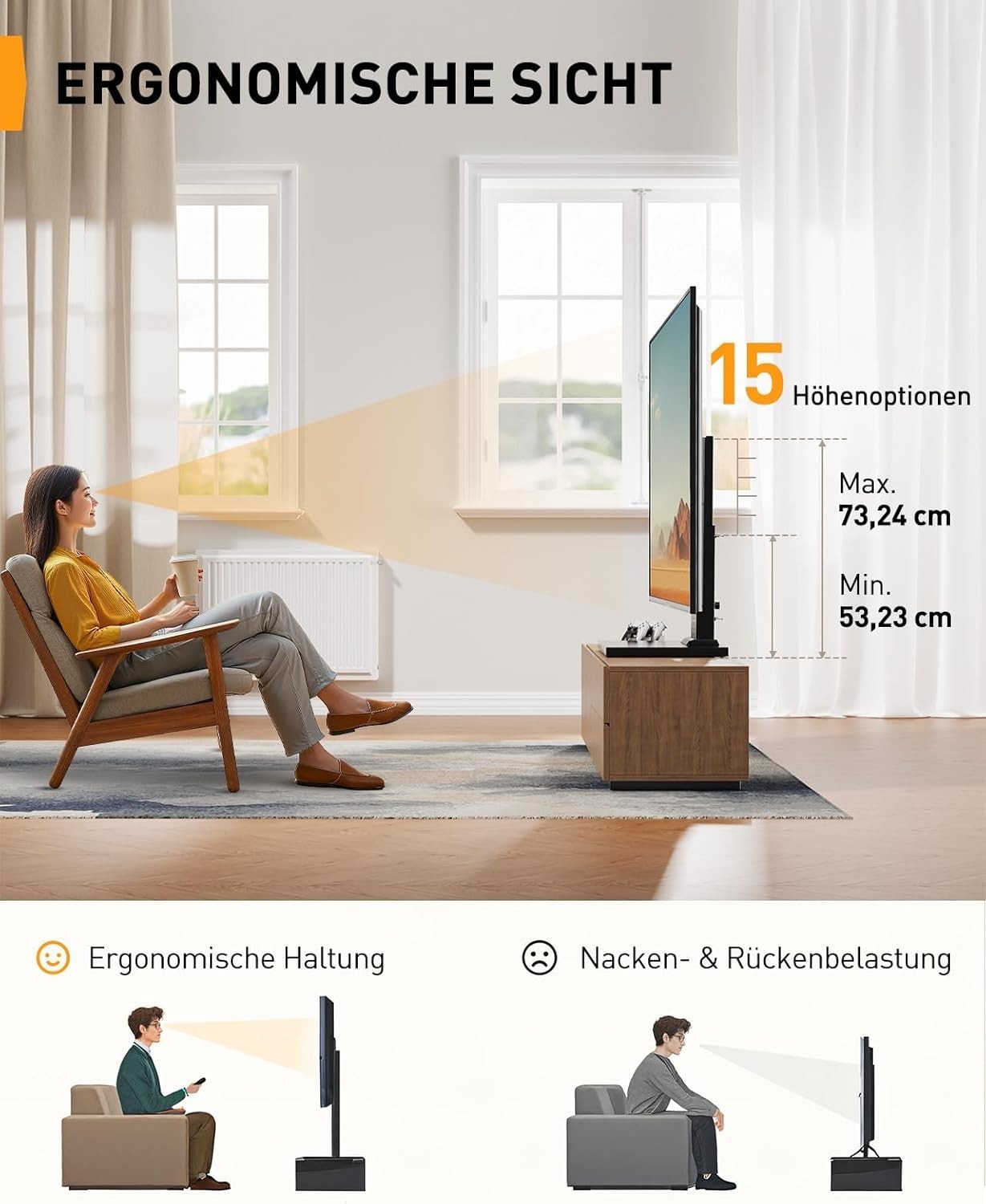 TV Stand 42-90" Tabletop Swivel Mount VESA 600x400 Glass Base 68kg Max