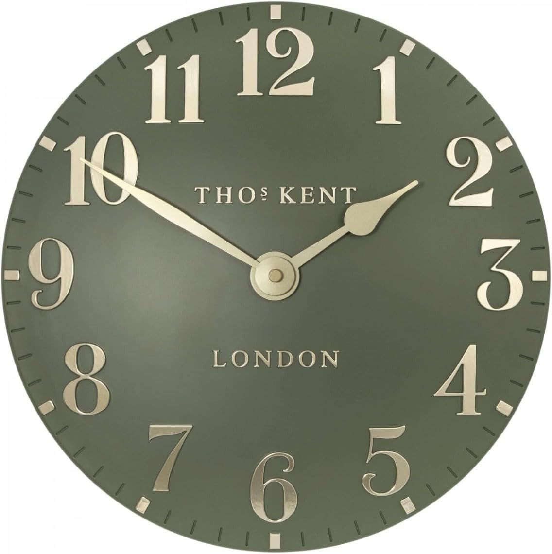 Silent Arabic Numeral Wall Clock Green Dial Metal Hands Modern Design