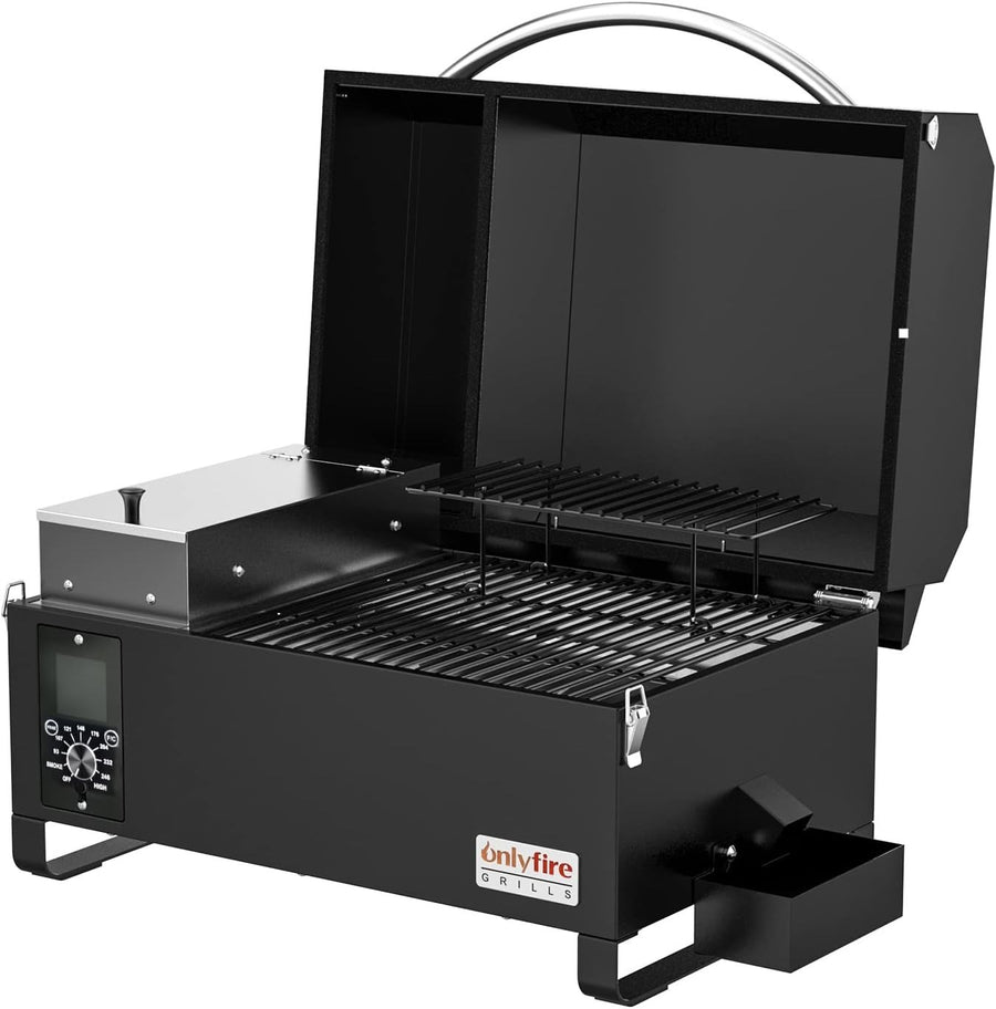 Portable Pellet Smoker BBQ Grill Tabletop 2-Tier Outdoor Cooker Auto Temp
