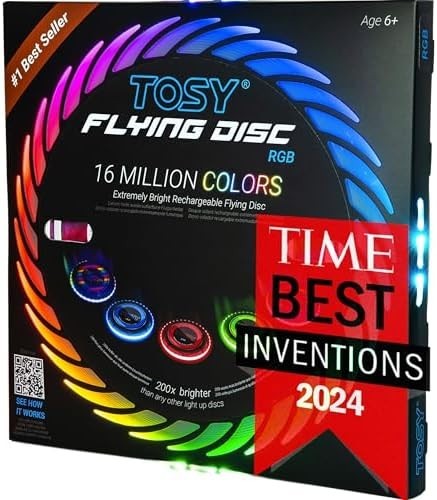 TOSY LED Flying Disc | Rechargeable Smart Toy, Waterproof, Motion Sensors