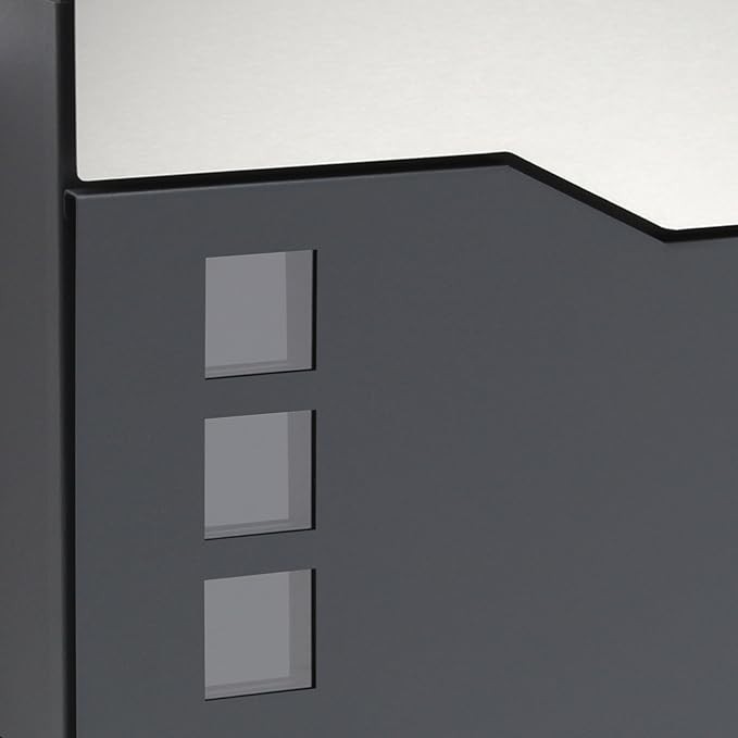 Lockable Wall Mounted Mailbox Dark Grey Steel Newspaper Slot Secure Postbox