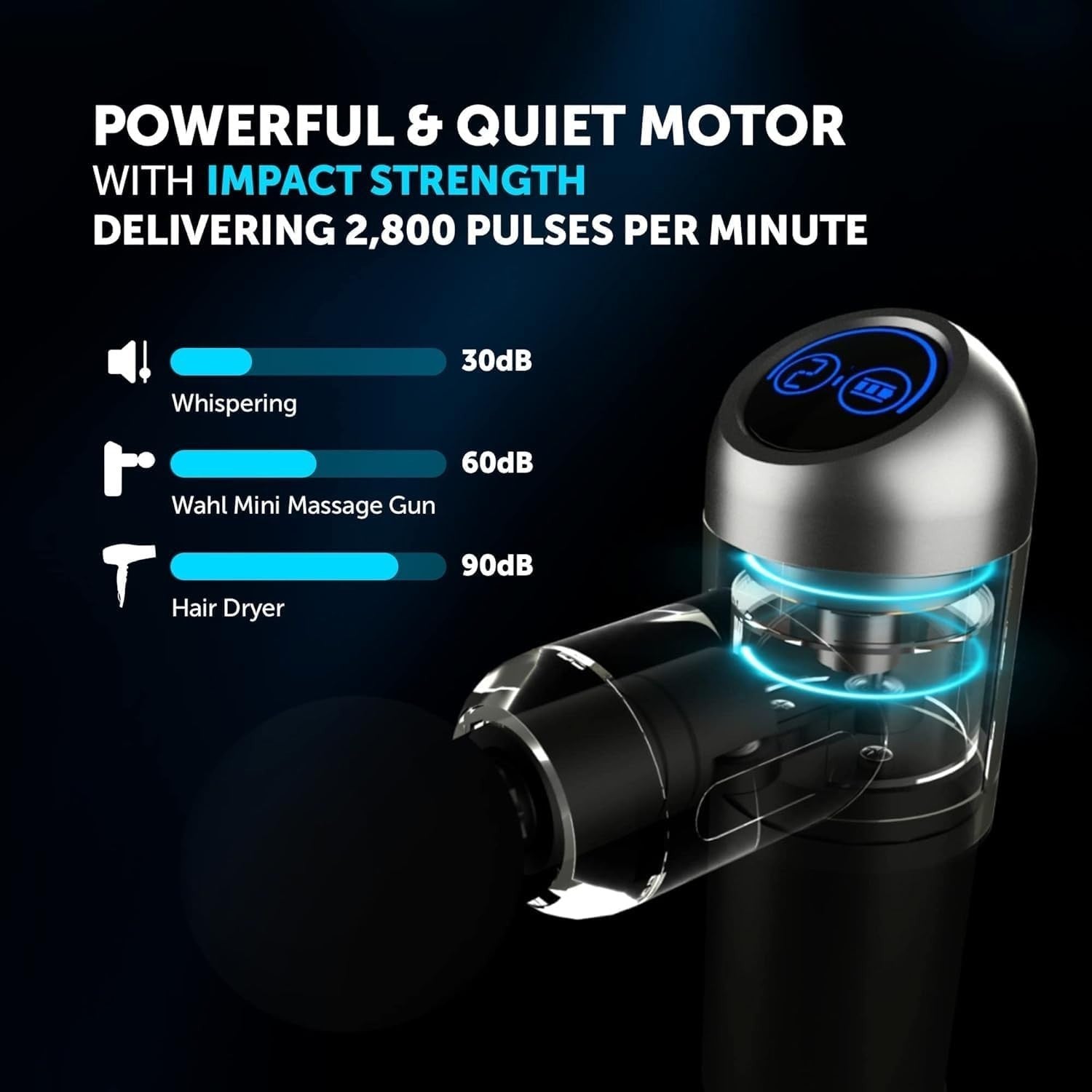 Mini Massage Gun Deep Tissue Percussion LCD Screen Cordless Muscle Relief
