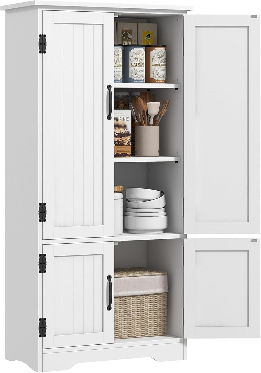 Tall White Storage Cabinet Cupboard Adjustable Shelves Kitchen Unit