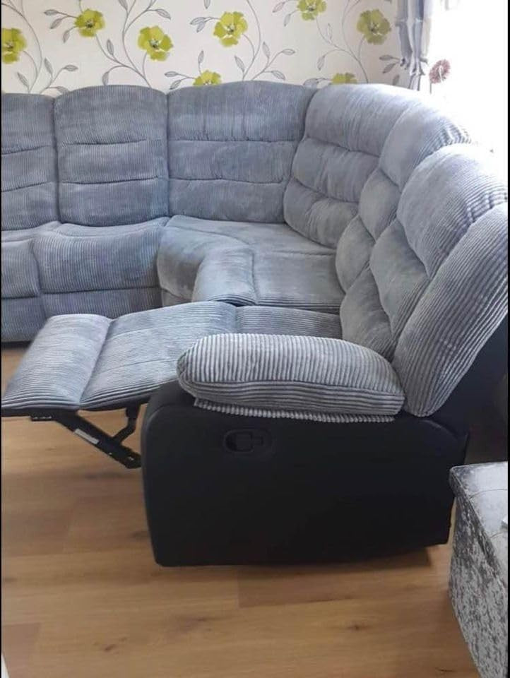Corner Recliner Sofa 5 Seater Manual Grey Cupholder Cinema Lounge Suite