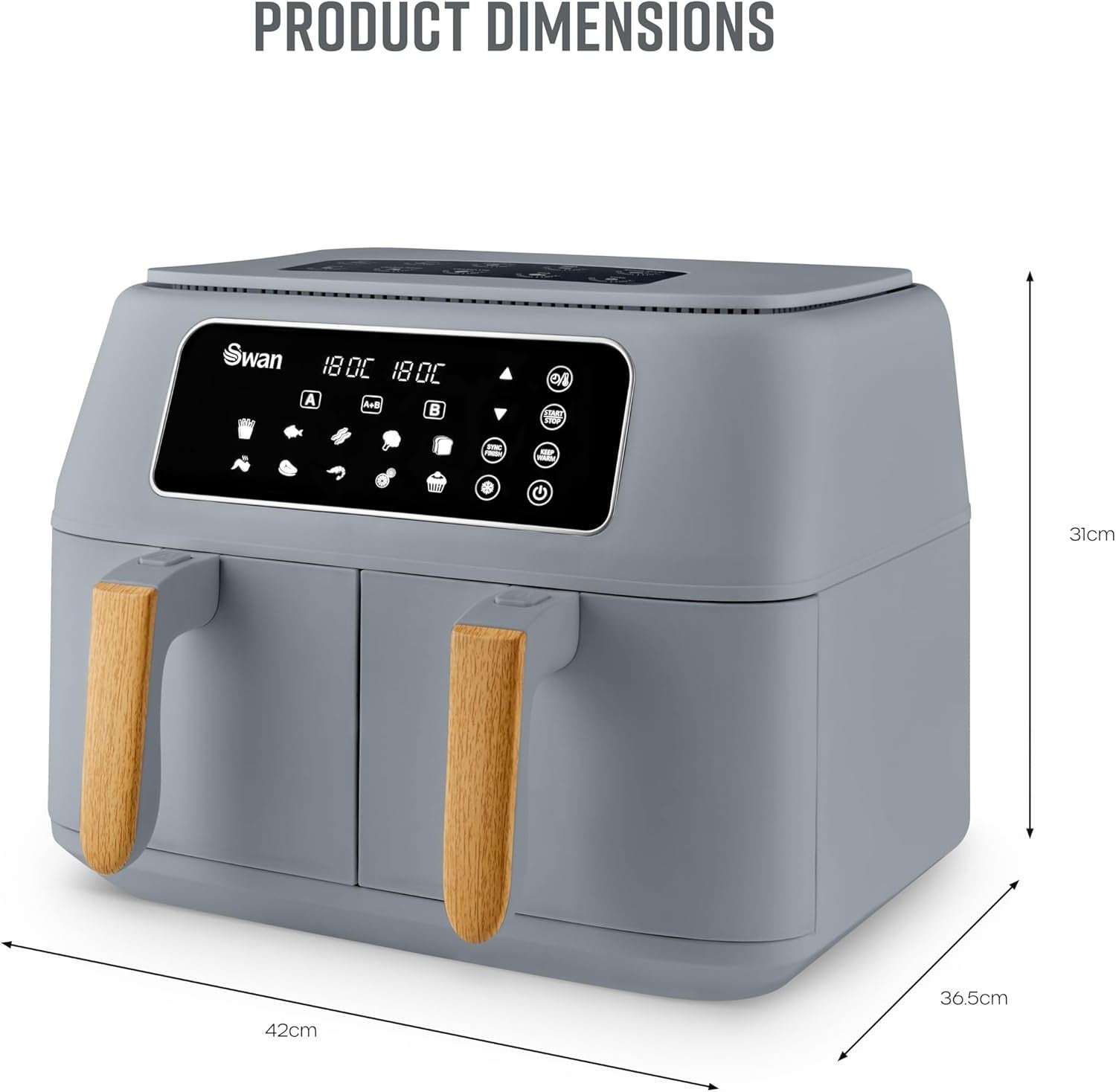 8L Dual Zone Air Fryer 1700W | 13-in-1 Presets | Nordic Grey | Healthy Rapid