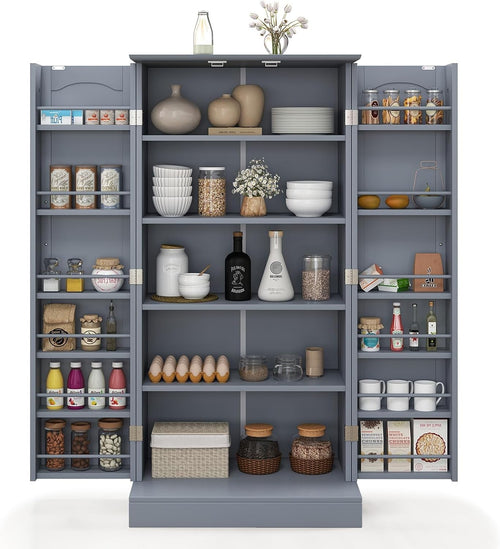 Grey 60x40x120cm Kitchen Cupboard Pantry Cabinet Adjustable Shelves