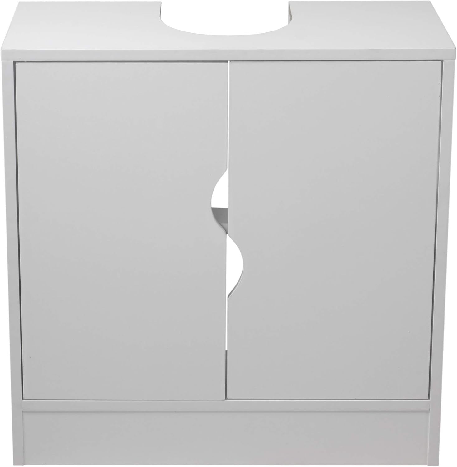 Modern Under Sink Bathroom Cabinet | Matt White Storage Unit with 2 Shelves 60cm