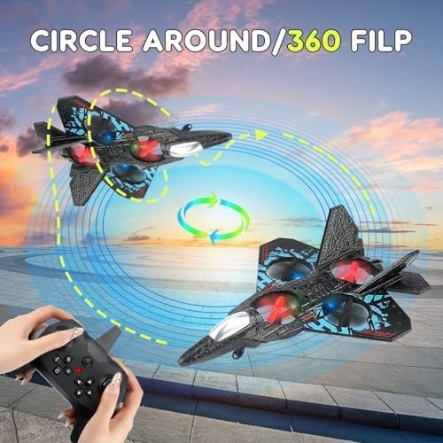 RC Fighter Jet 2025 Dual Control Airplane Toy with Watch & 360° Stunt Roll