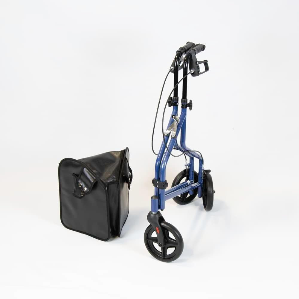3 Wheel Rollator Walker Lightweight Folding Mobility Aid with Brakes & Bag