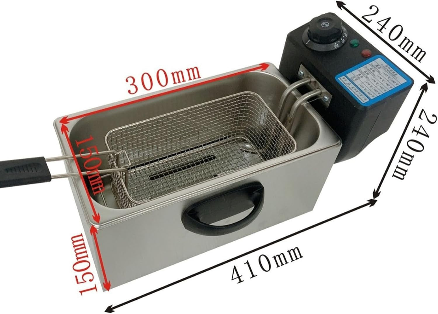 Electric Deep Fat Fryer 4L Stainless Steel Adjustable Temp Basket Lid Countertop
