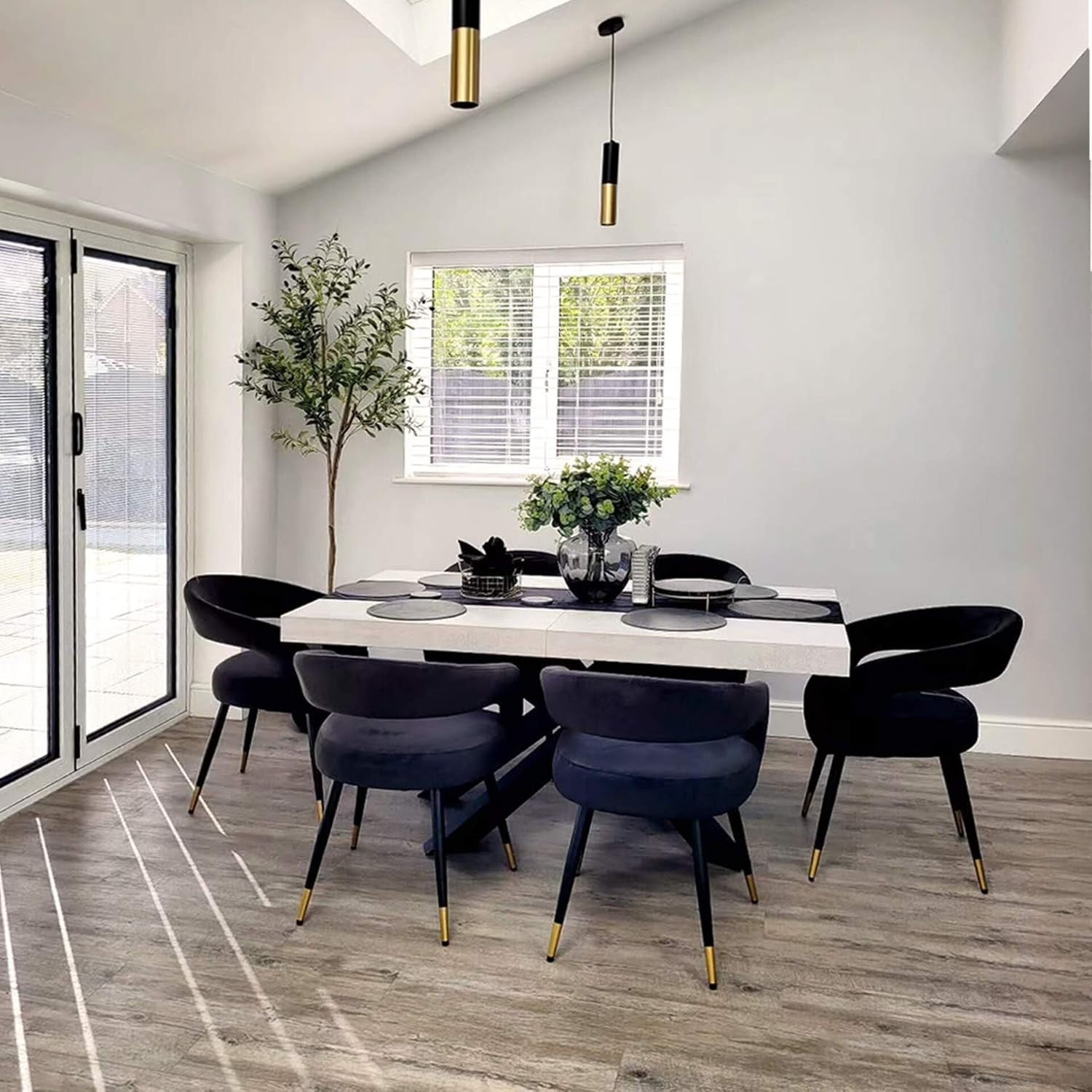 Extendable Walnut Dining Table 160–240cm w/Concerte Cross Black Legs Modern
