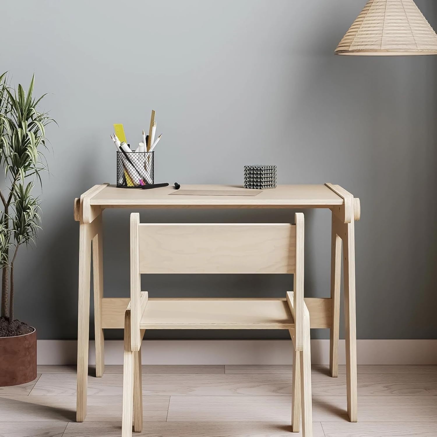 Adjustable Kids Wooden Table & Chair Set with Tilting Desk, Ergonomic, Durable