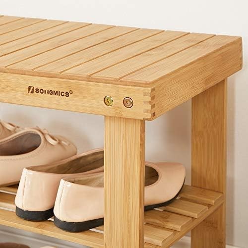 3-Tier Bamboo Shoe Bench Storage Rack 70cm Hallway Living Room Organizer