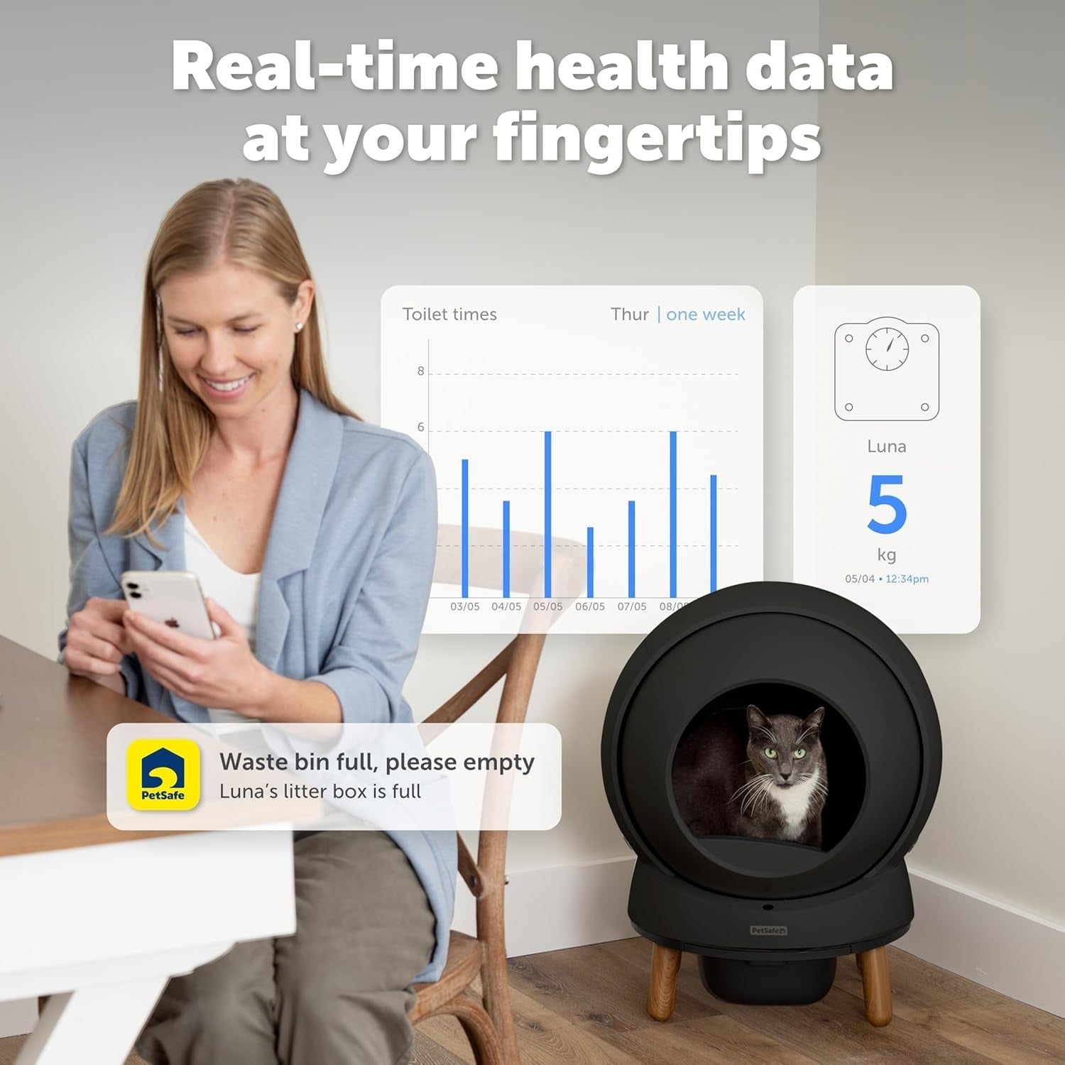 Self Cleaning Cat Litter Box Smart App Control Odour Control 2 Weeks