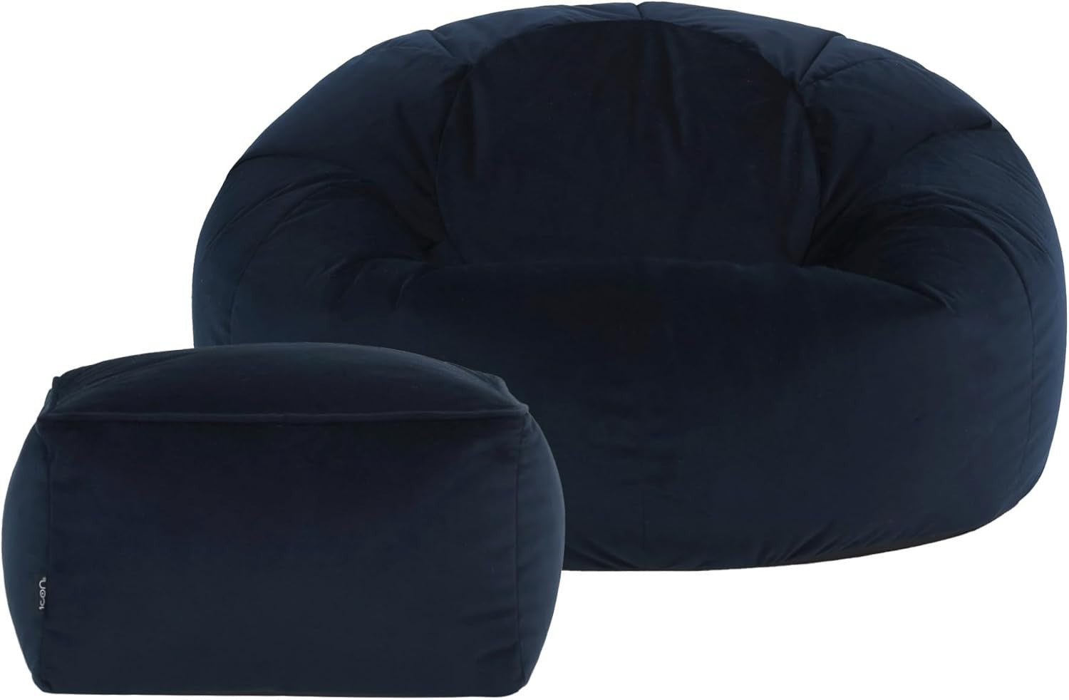 Luxury Velvet Bean Bag Chair w/ Footstool Adult Size Seat for Lounge