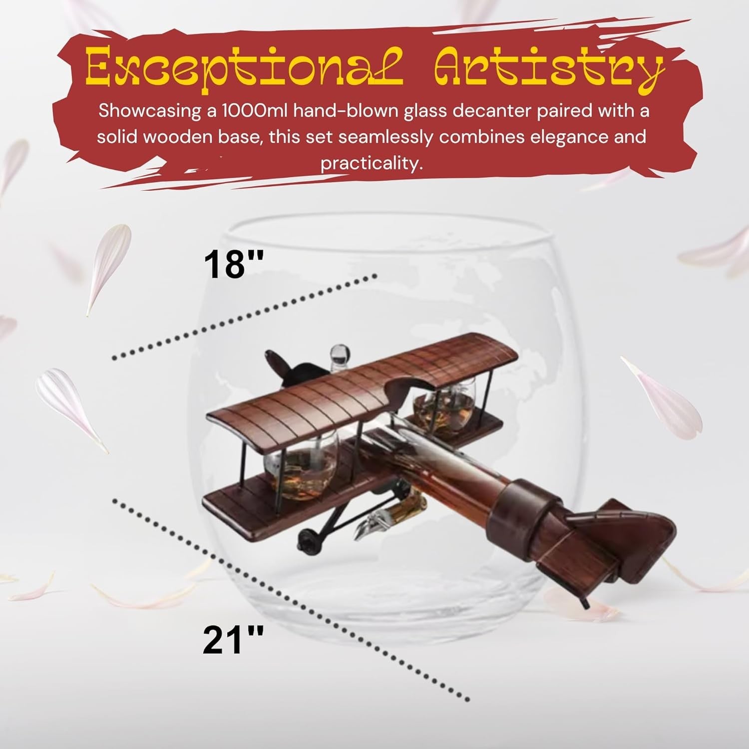Luxury Airplane Whiskey Decanter Set 1000ml with Glasses | Aviation Gift for Men