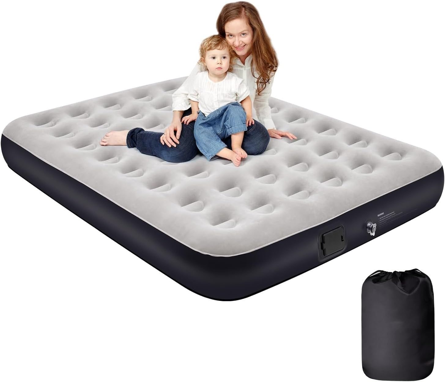 Double Air Bed with Built-in Pump, Quick Inflate & Deflate, 198x152x25cm