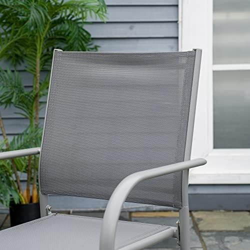 7-Piece Outdoor Garden Dining Set Table & 6 Stackable Chairs Grey