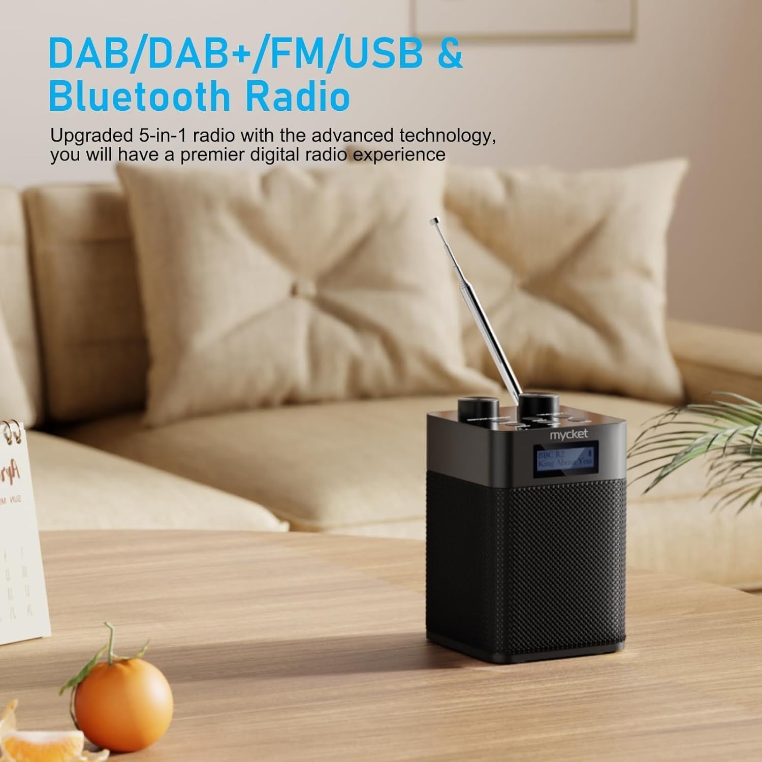 Portable DAB+ FM Radio Bluetooth USB Rechargeable 80 Preset