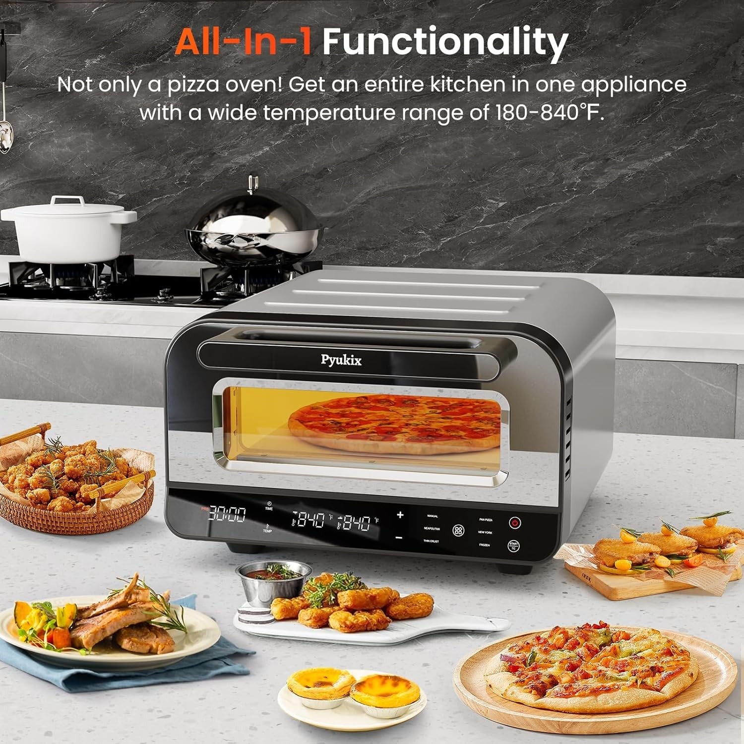 Indoor Electric Pizza Oven | 12" Countertop Cooker 1000°F Touch Screen With Ston
