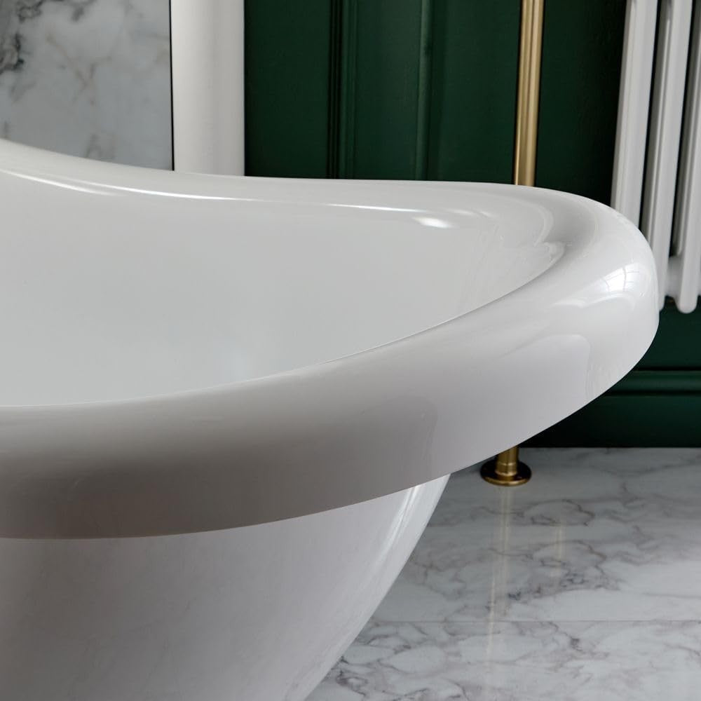White Double Ended Freestanding Slipper Bath 1750x730mm Bronze Claw Feet