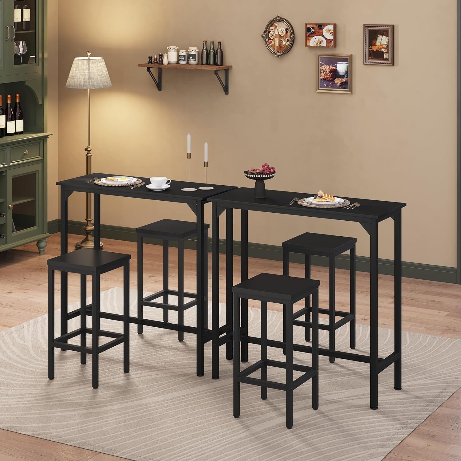 High Console Table Narrow Bar Table 100x40x100cm Durable Metal Frame
