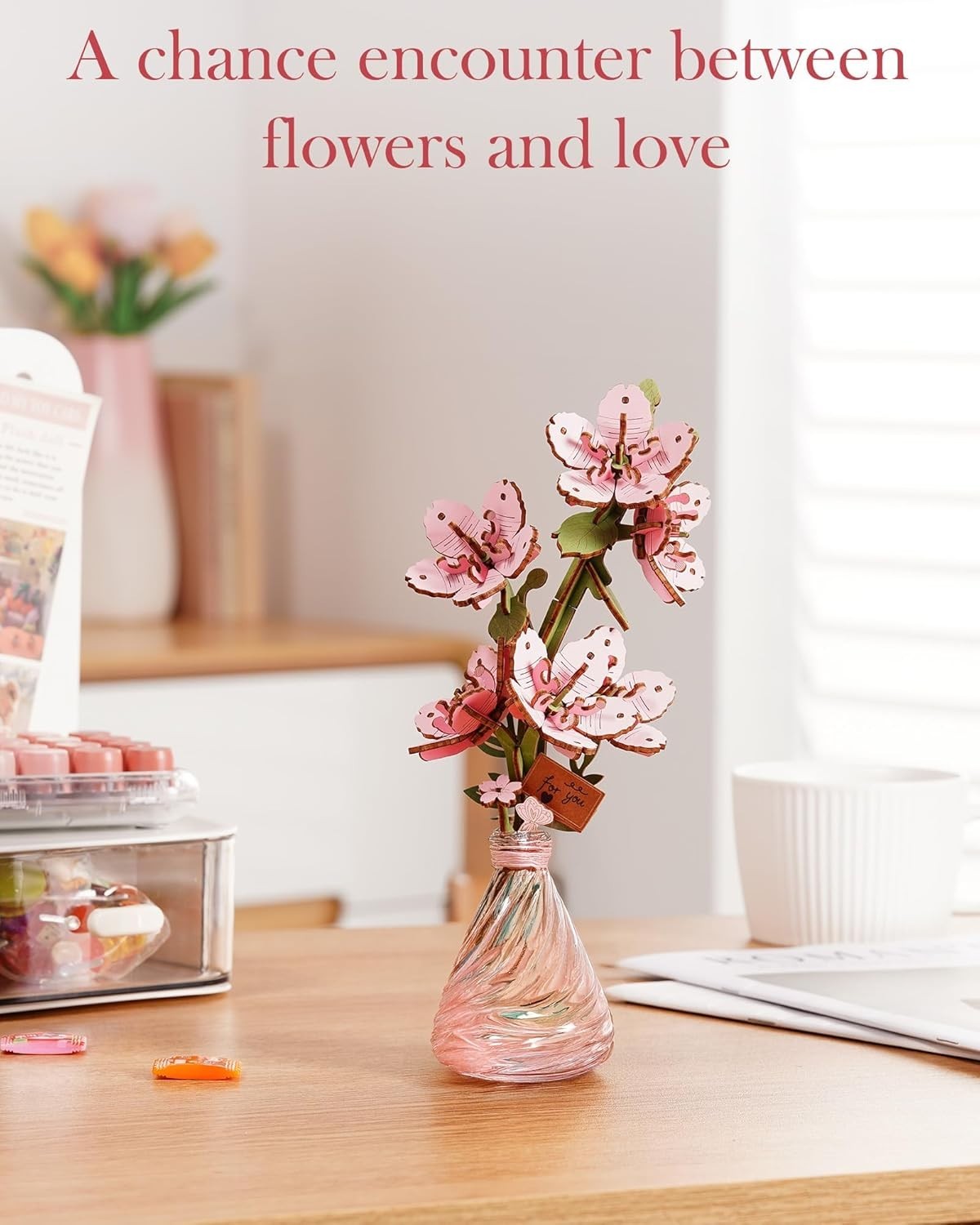 DIY Sakura Flower 3D Wooden Puzzle – Home Decor Craft Kit Gift